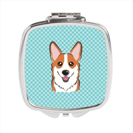 CAROLINES TREASURES Carolines Treasures BB1192SCM Checkerboard Blue Corgi Compact Mirror; 2.75 x 3 x .3 In. BB1192SCM